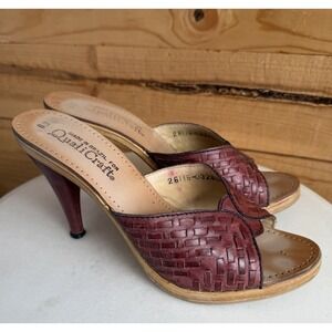 VTG 70s Quali-Craft Leather Wood Heels Pumps | 8B | Brazil Granola Boho
